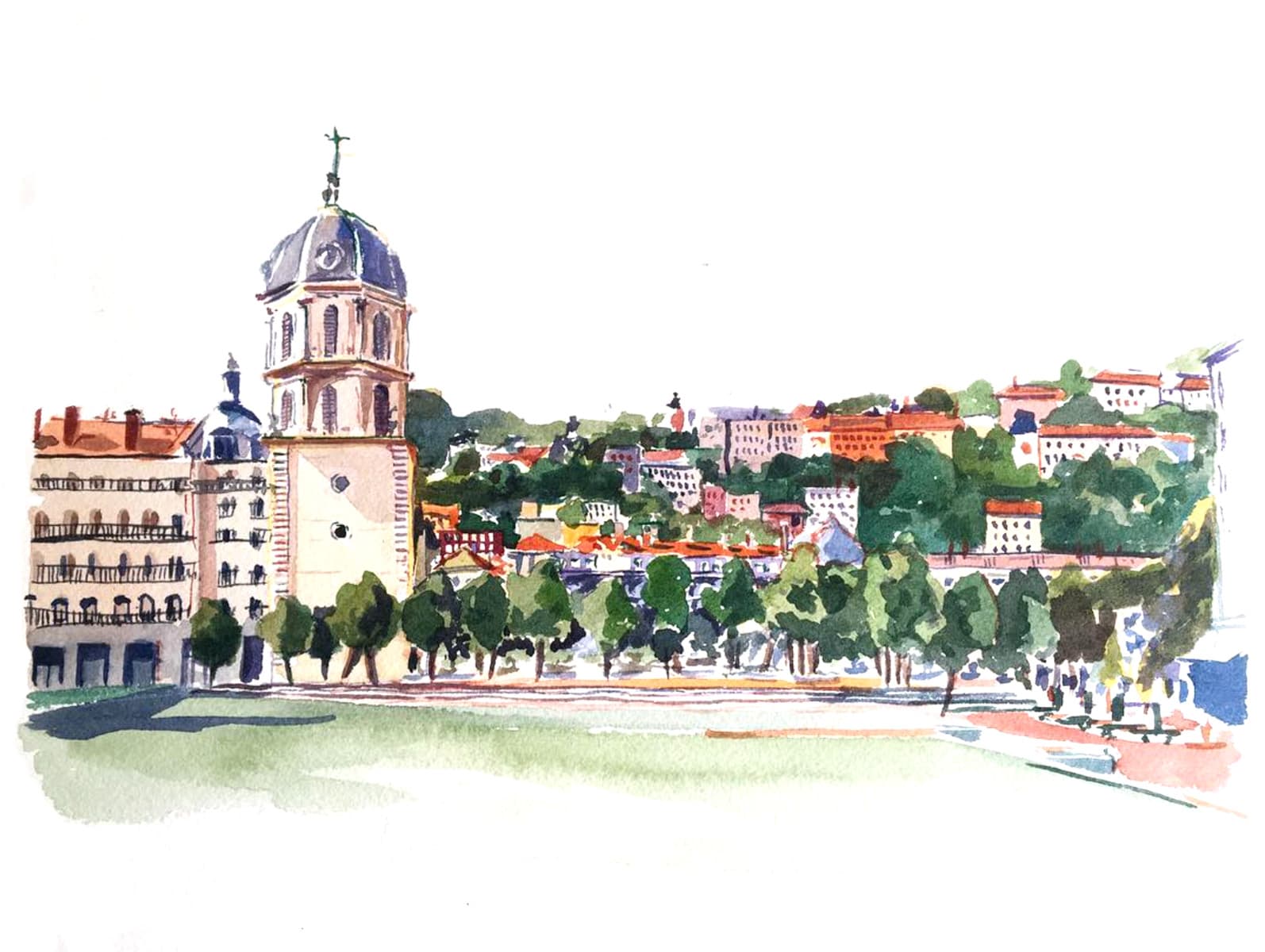 Lyon 2, 2018 (watercolor on paper)