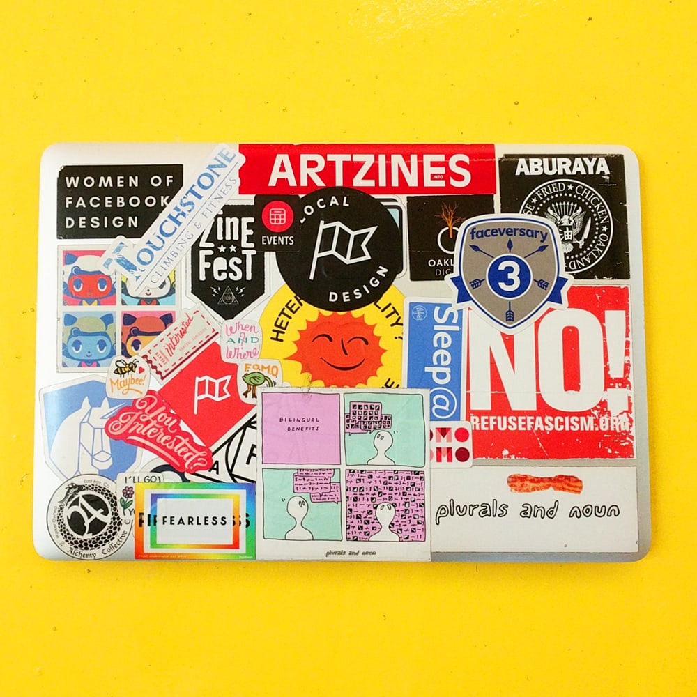The stickers I've collected on my work laptop over the years.